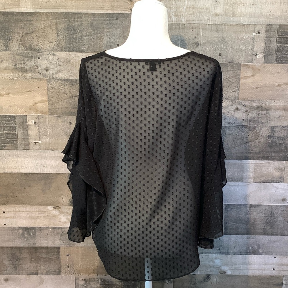 Ann Taylor Sheer Polka Dot Top Size MP - Picture 2 of 16
